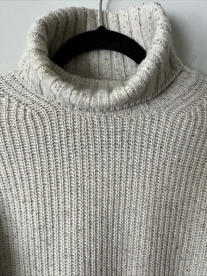 J. Crew Marled Turtleneck Sweater Dress Size XS Merino Wool Blend Cozy Oatmeal - Image 2 of 4