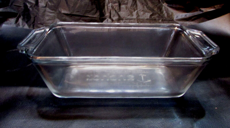 Vintage 1970's Anchor Hocking Clear Glass 5x9 Inch 1.5 Qt Bread Loaf Pan