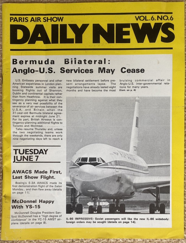 Paris Air Show Daily News Vol 6 No 6 June 7,  1977 30 pages