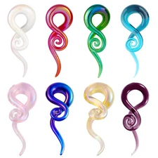 Pair Glass Spiral Taper Handmade Twist Ear Plugs Stretchers Ear Gauges 4g-9/16"