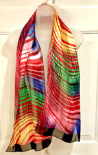 Women's Abstract Design Rectangle Scarf Bright Multi Color Sheer Polyester