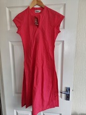 Fabindia Pink Tunic Dress Mid Length Slit Cotton Boho Indian Size S Kaftan