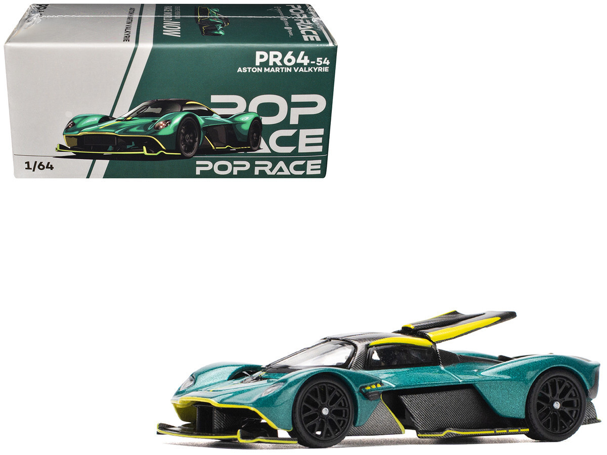 Pop Race Aston Martin Valkyrie Green 1/64 Diecast Model Car By