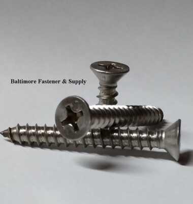 Stainless Steel Flat Head Phillips Sheet Metal Screws #12 X 2'' Qty-200