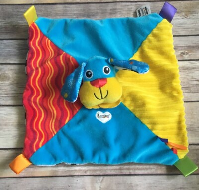 Tomy Lamaze Puppy Dog Lovey Security Blanket  Stuffed Animal Black Polka Dots