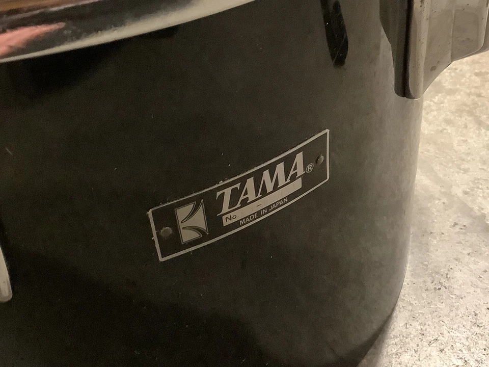 12" Tama Años 80 DE COLECCIÓN Concierto Tom Drum 8x12 Japón NEGRO con NEGRO #EM3 Foto 2 de 4