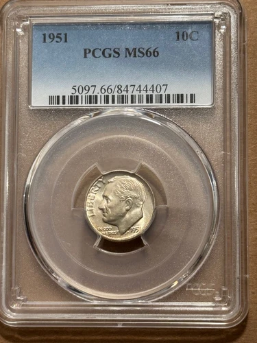 1951 ROOSEVELT SILVER DIME PCGS MS66