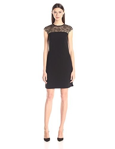 TED BAKER London Black Gold Lace Sheer Yoke Lorenne Shift Dress 3