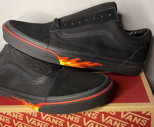 Vans Old Skool Skate Shoes Black Flame Wall “Off The Wall” Men’s SZ 8 New!! - Picture 4 of 10
