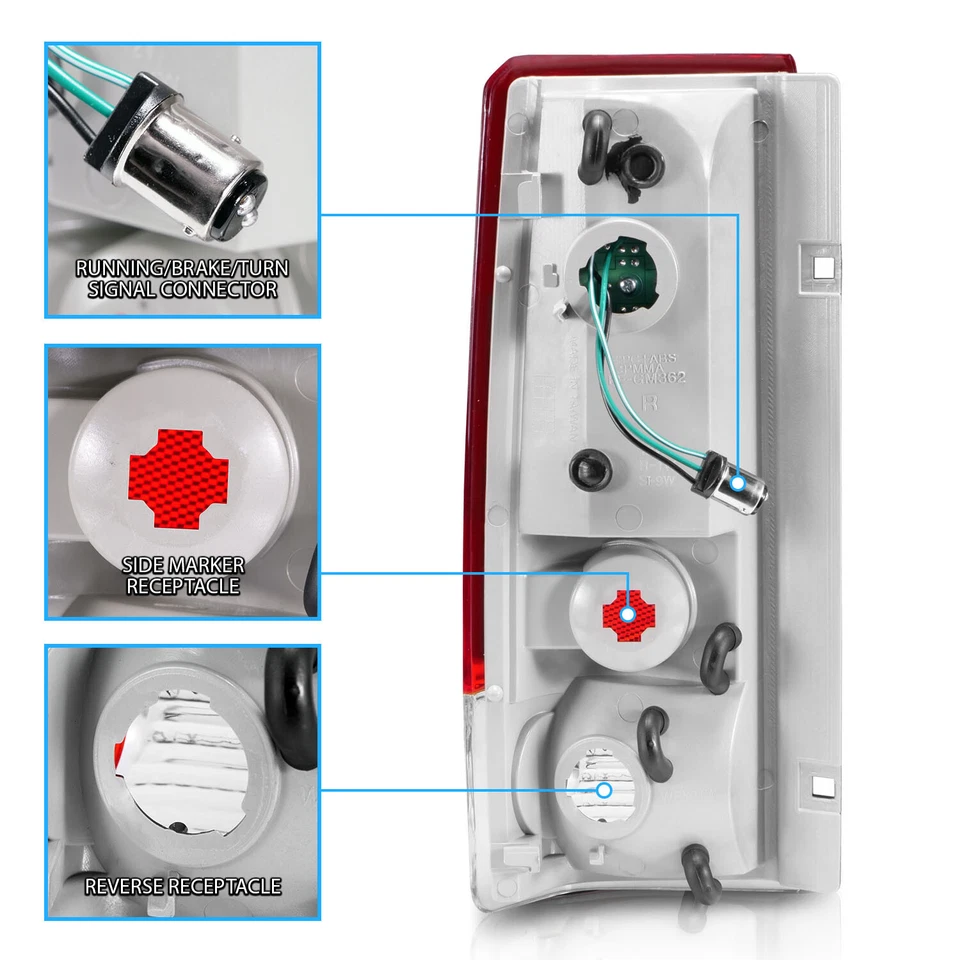 1985-2005 For Chevy/Chevrolet Astro Van GMC Safari LED Chrome Brake Tail Lights - Image 3 of 4