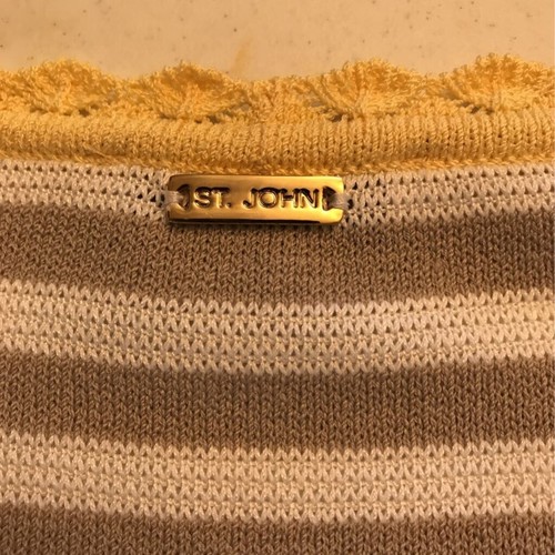 St. John Womens Tank And Cardigan Sweater Brown Wool Blend Stripe Long Sleeve L - Picture 6 of 12
