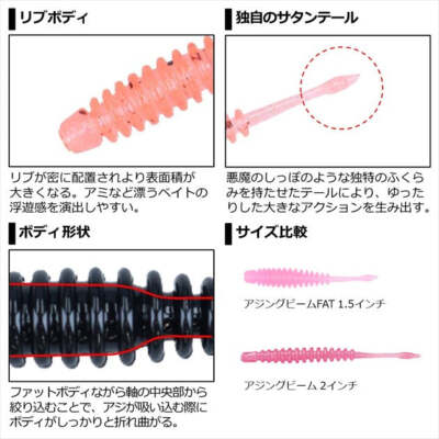 DAIWA Tsukijin Ajing Beam Fat 1.5 Inch Glow Pink Soft Lures - Pack Of 10, Elastomer Material For Saltwater Fishing 6 thumbnail image