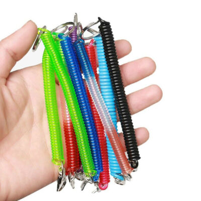 1 ~ 12 Stck. einziehbar Kunststoff Feder Spirale Stretch Schlüsselanhänger Schlüsselring Kette UK