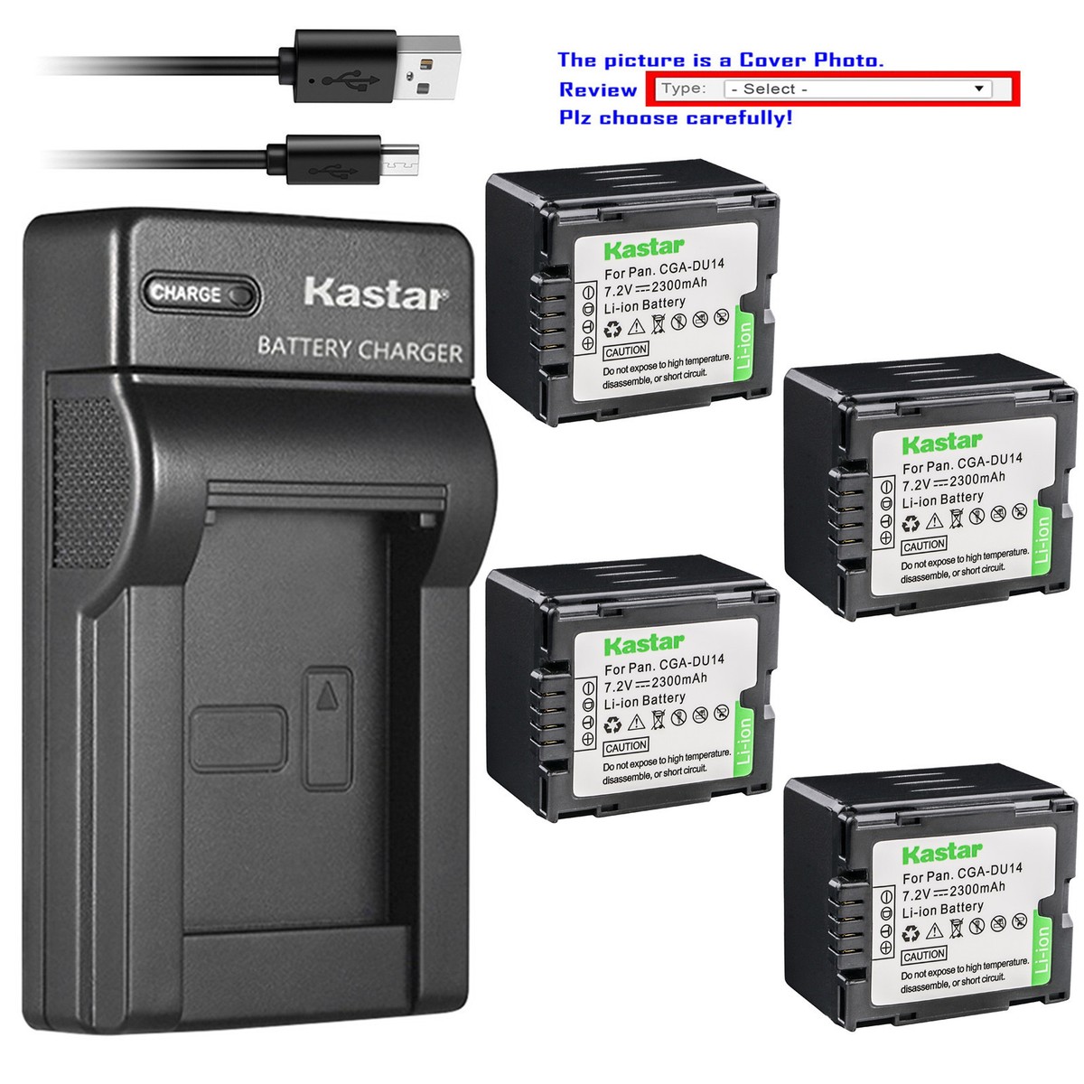 Kastar Battery Slim USB Charger for HITACHI Genuine DZ-BP14 DZ