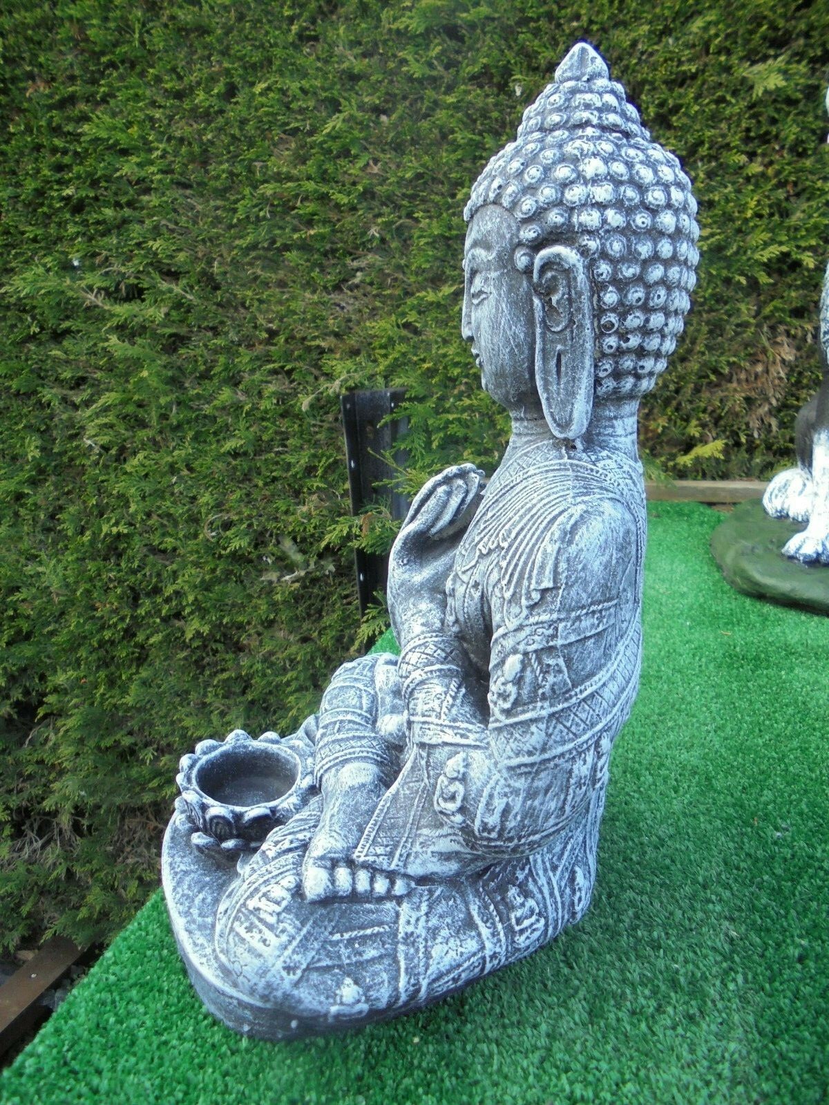 Small tea light Buddha concrete garden ornament eBay