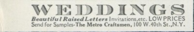 1928 Beautiful Raised Lettings Weddings Invitations Sample Offer Print Ad PR7