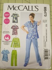 McCalls Pattern M6473 Medical Profession Scrubs Top & Pants Sizes 18W to 24W FF
