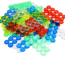 300 farbige Bingochips Spielchips für Bingo Lotto Kunststoff Chips transparent 