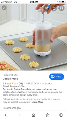 Presse à Biscuits Pampered Chef 1525 – Avec 16 Disques, Boîte D'origine, Blanc