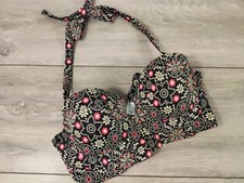 NEW Boux Avenue Black Mix Maui Longline Bikini Top Swimsuit UK 32B