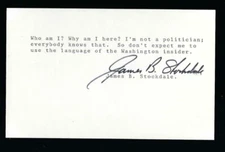 James Stockdale signed 3x5 card BAS Authenticated US Navy Medal of Honor