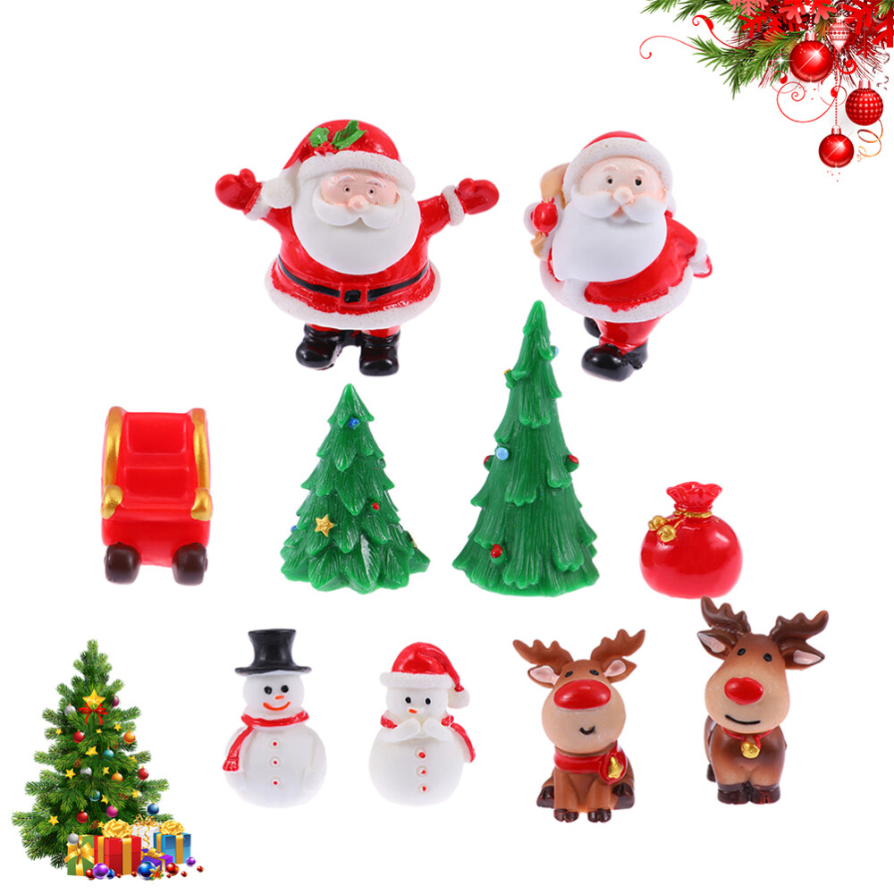 10 Pcs Christmas Miniature Figurines Village Home Decoration