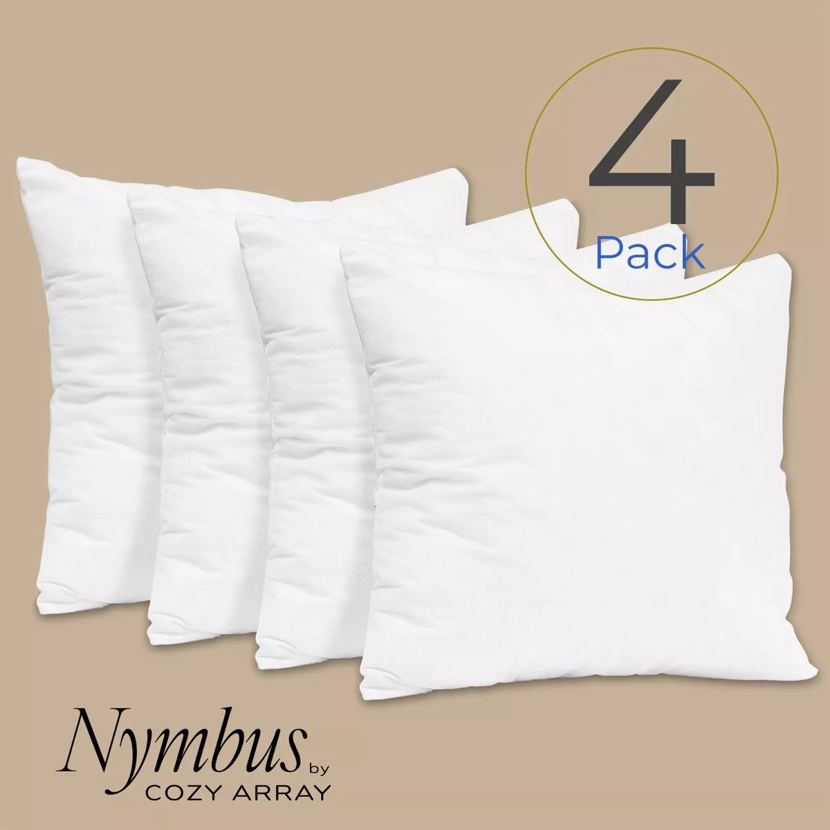 Set of 4 18x18 Pillow Inserts | Hypoallergenic Couch Pillow Stuffing, Couch  Cover, Decorative Throw Pillows for Bed, Sofa & Outdoor | Washable, White