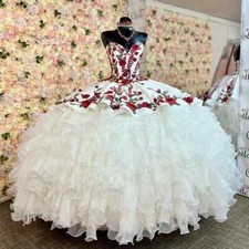 Princess Sweetheart Quinceanera Dresses 3DFloral Applique Embroidery TieredSkirt