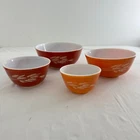 Complete Set of 4 Vintage Pyrex Autumn Harvest Mixing Bowls 401, 402, 403, & 404