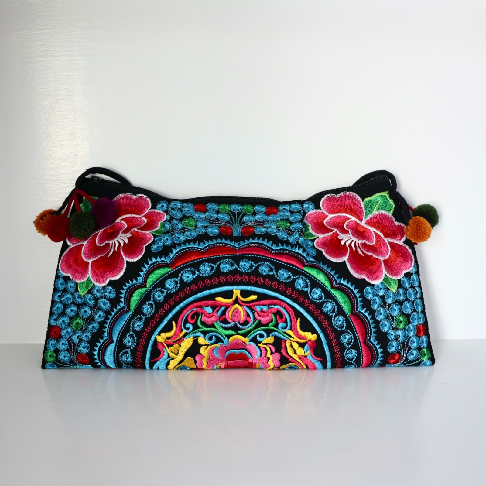Shoulder Bag Vintage Style Thai Hmong Handmade Floral Embroidered Handbag-image