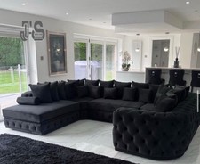 Modern Living Chesterfield U-Shape Large Sofa with Chaise Scatterback Cushions 