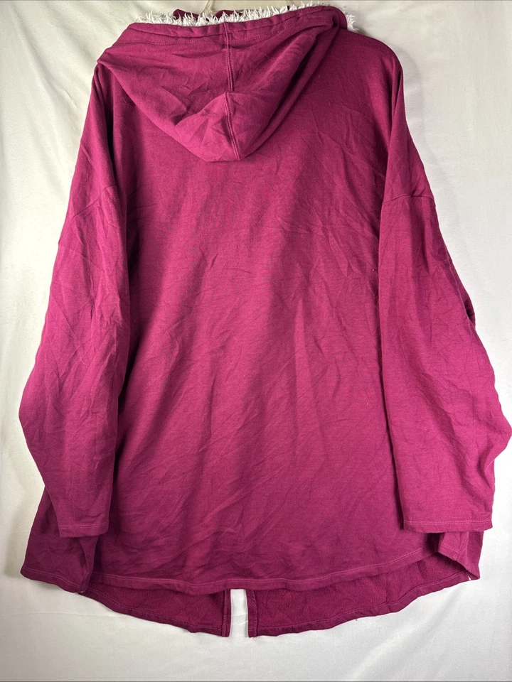 Sudadera con Capucha Roamans Polar Para Mujer Talla Grande 4X 34/36 Cremallera Completa Borgoña Forrada Capucha Foto 2 de 4