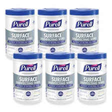 PURELL 934206CT 1-Ply Disinfecting Wipes - White (6 Canisters/Carton) New