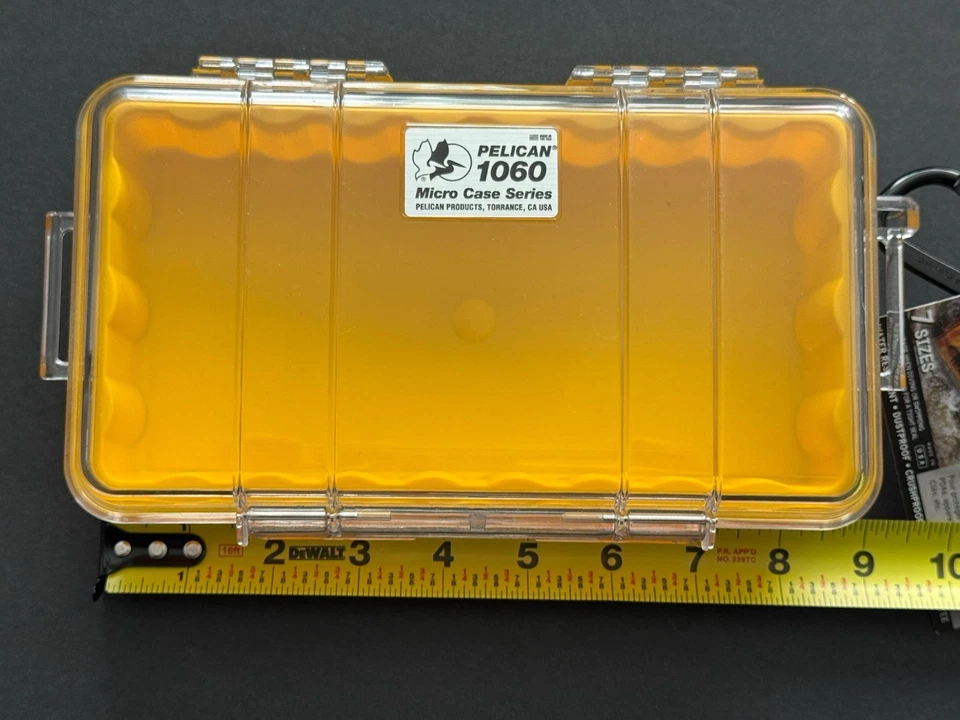 "Micro estuche Pelican 1060 (amarillo transparente) interior 8"" x 4"" x 1,5""" Foto 3 de 4