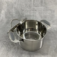 David Burke Restaurateur Stock Pot 3 Qt Stainless Steel Strainer Lip W/ Lid