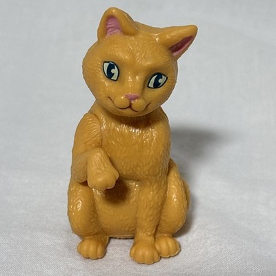 ORANGE CAT PAW UP 3  PVC FIGURE UNBRANDED SMILING GOOD LUCK KITTY