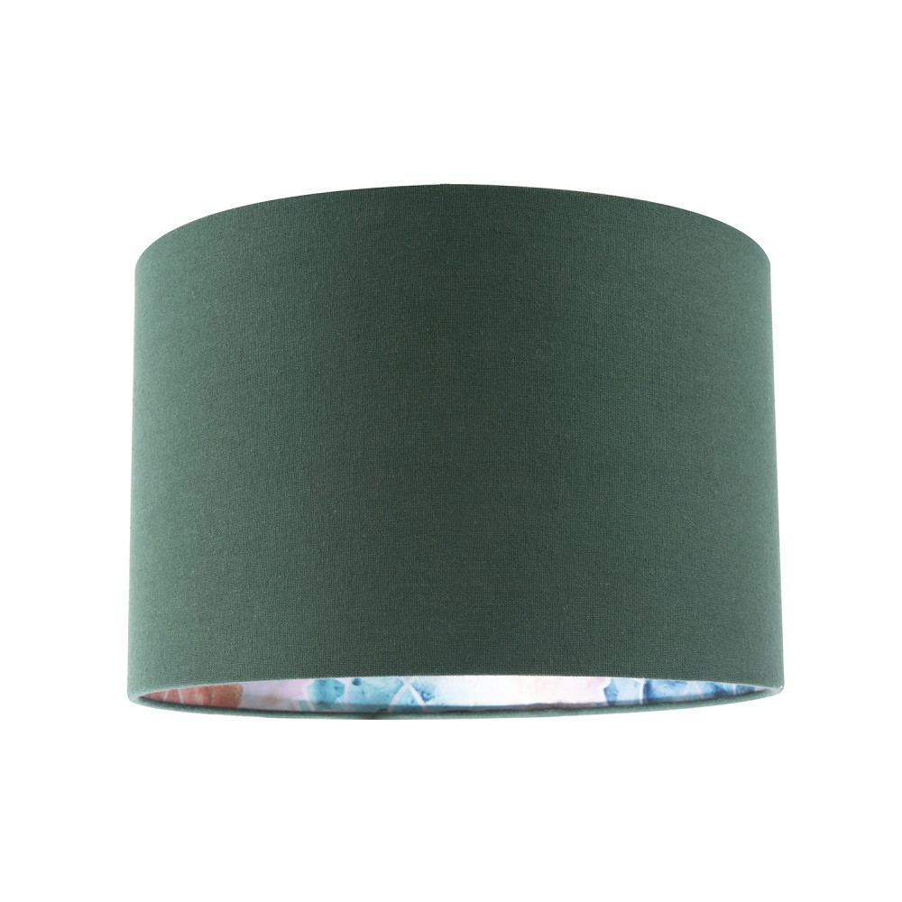 Chic Emerald Green Linen Lamp Shade with Moroccan Scale Pattern Lining by Hap...