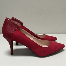  Nine West Cara Dress Pumps 8.5 Red Suede