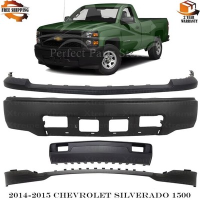 Front Bumper Paintable & Skid Plate Kit For 2014-2015 Chevrolet Silverado 1500