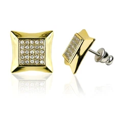 Forever Gold Crystal Flared Square Earrings E165G