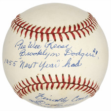 Pee Wee Reese Signed and Inscribed baseball PSA/DNA Certified