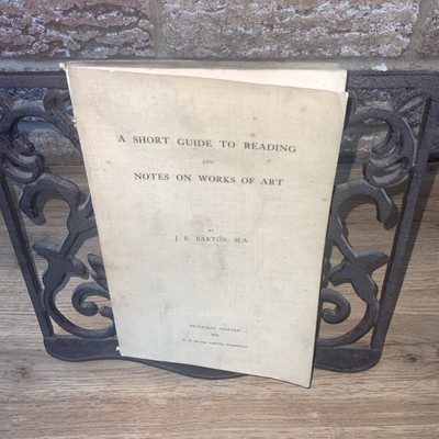 Eine kurze Anleitung zum Lesen und Notizen zu Kunstwerken von J E Barton. 1915 PB Milner
