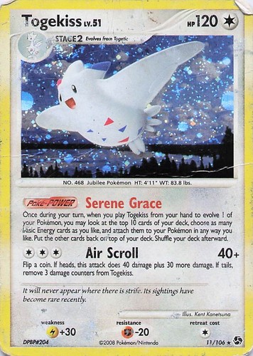 Togekiss - Artist Kent Kanetsuna Holo Rare 2008 Great Encounters 11/106 DMG
