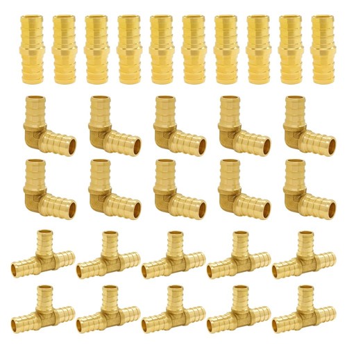 Hooshing 30 Pack 1/2" PEX Fitting Combo, Straight Coupling, Elbow, Tee Set