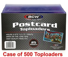 Case 500 BCW 5.875 x 3.75 Rigid Hard Plastic Postcard Topload Holders protector