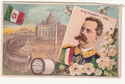 Clarks Mile End Spool Cotton Thread King Humbert Italy Vict Card c1880s