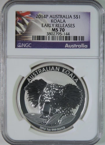 2014 P Australia Koala 1oz .999 Silver $1 Coin Early Releases NGC MS70