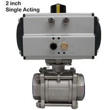 2 inch Pneumatic Single Acting Air Actuated Ball Valve 3-piece Full Port Ball