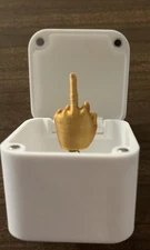 Middle Finger In A Box  Funny Decorative Crafts Prank White Box Gold Finger