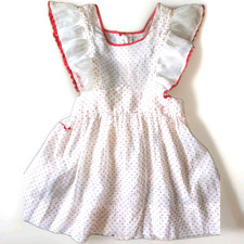 Vintage White and Red Swiss Dot Pinafore Dress 1950s